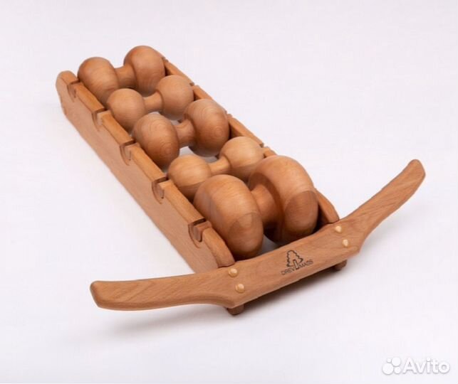 Массажер для спины Древмасс роликовый из бука