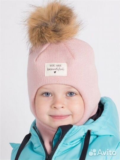 Шапка шлем для девочки 48 50