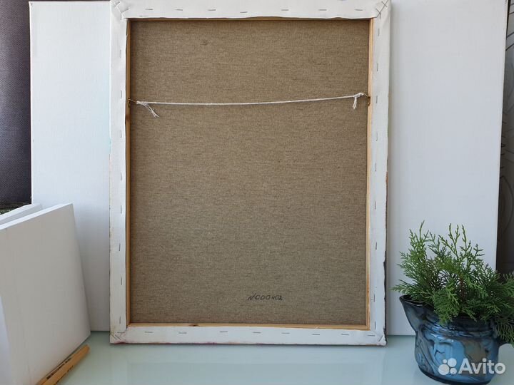 Картина с Девушкой лавандой и морем 50х40см масло