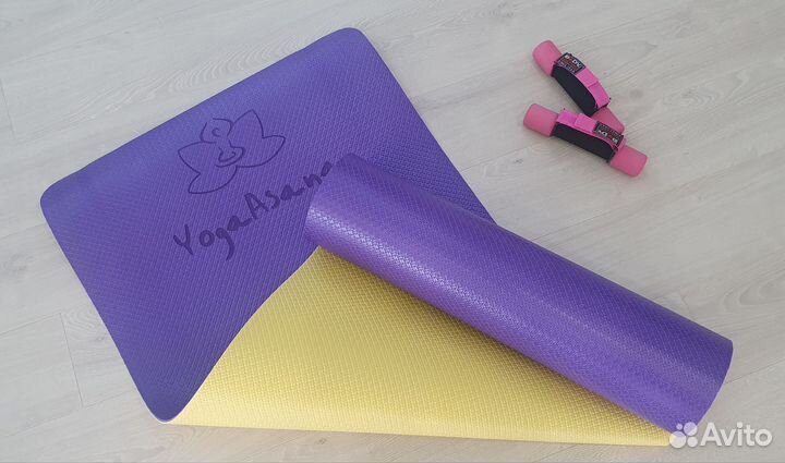 Коврик для фитнеса и йоги удлинённый новый