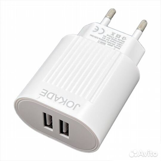 Сзу jokade JB004 2*USB + type-C 5A White