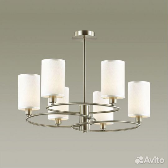 Люстра металл и текстиль в спальню современная