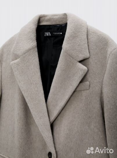 Zara пальто manteco wool blend coat taupe gray