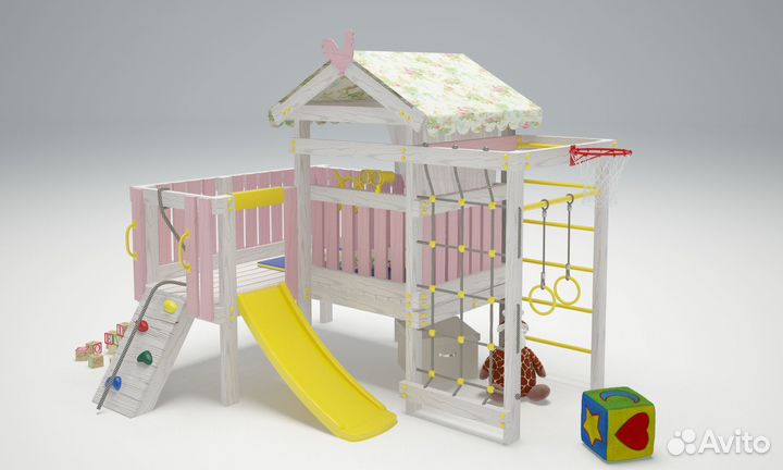 Комплекс для развлечений с горкой Baby 7 розовый