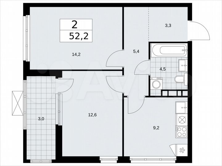 2-к. квартира, 52,2 м², 13/19 эт.