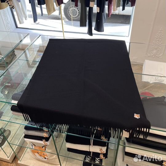 Большой шарф Maison Kitsune черный оригинал