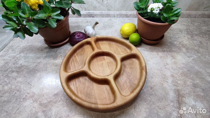 Менажница тарелка дерево бук 30 см высота 4 см