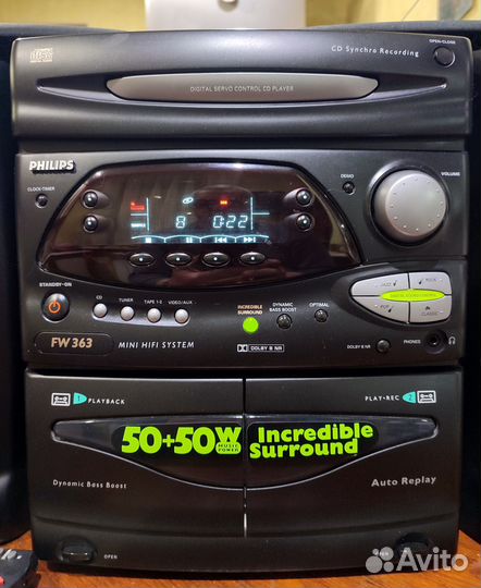 Philips FW363 CD/AUX/FM/кассеты