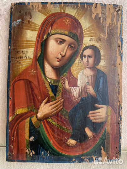 Старинная икона оригинал 19 век живопись
