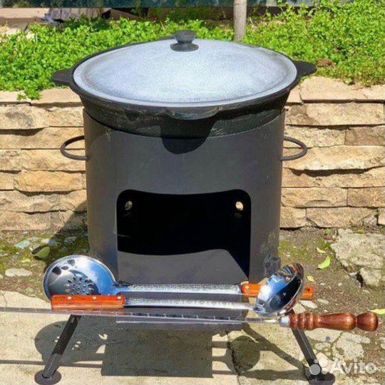 Казан чугунный 22л+печь+шумовка. Доставка