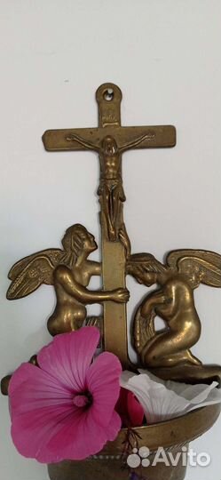 Бронзовый крест, распятие с чашей, до 1950гг