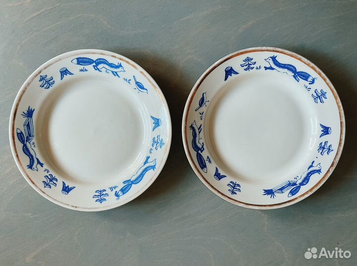 Винтажные тарелки с лисой Вербилки