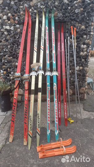 Лыжи деревянные, пластиковые, палки СССР