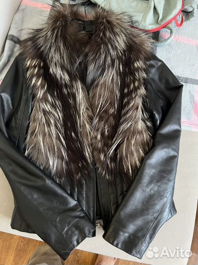 Кожаная куртка натуральная с натуральным мехом