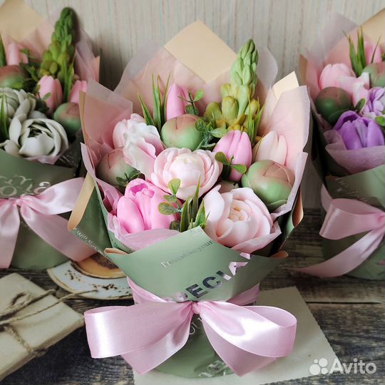 Мыло ручной работы,букет,цветы