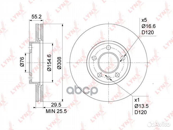 Диск тормозной перед 10,99 BN1204 lynxauto