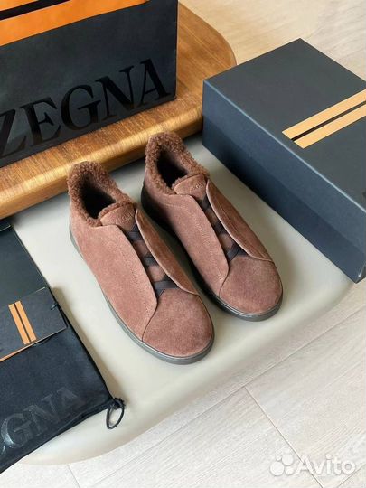 Кеды мужские с мехом Zegna премиум качества