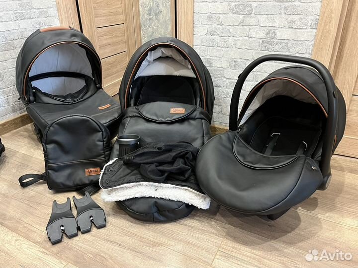 Коляска verdi orion 3 в 1 черная экокожа