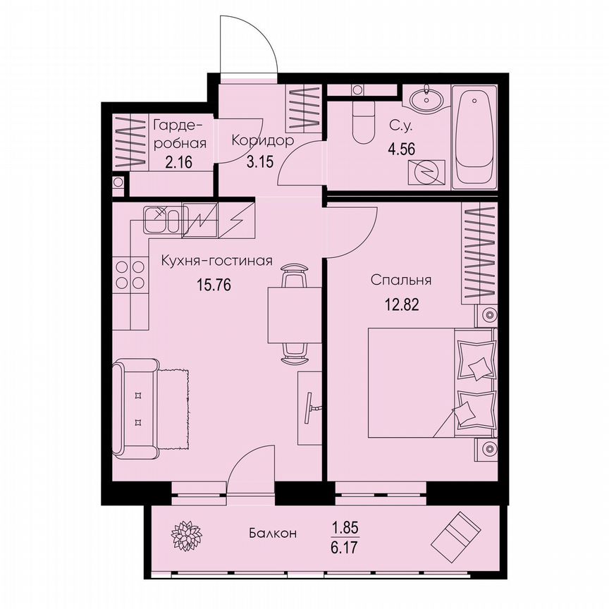 1-к. квартира, 40,3 м², 2/9 эт.