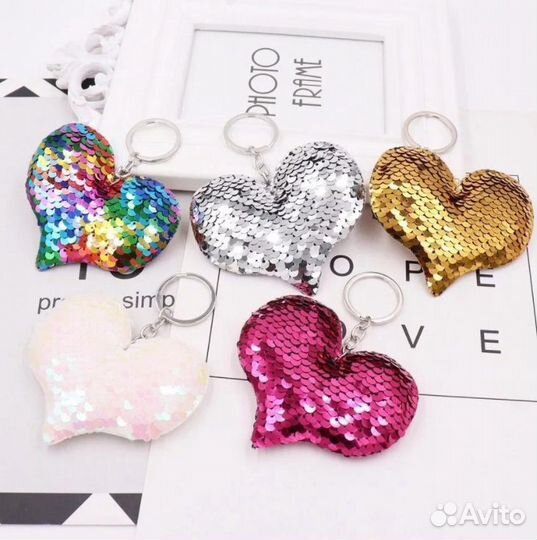 Брелок с пайетками, форма сердце