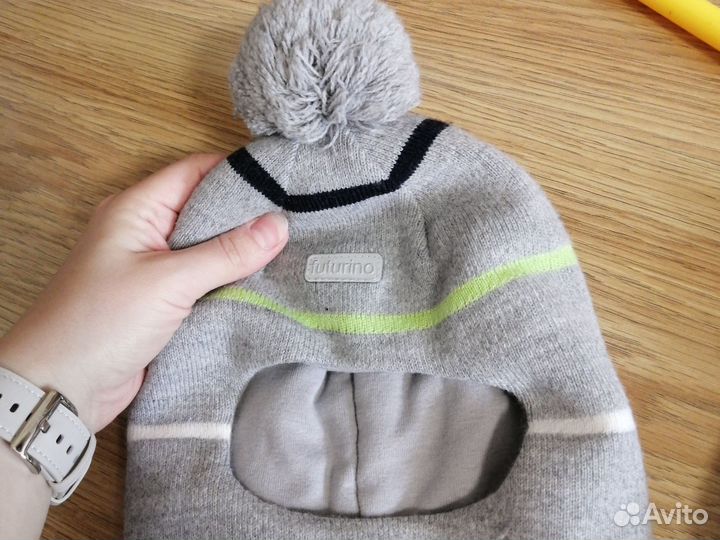 Шапка шлем зима серые и осень зелёная