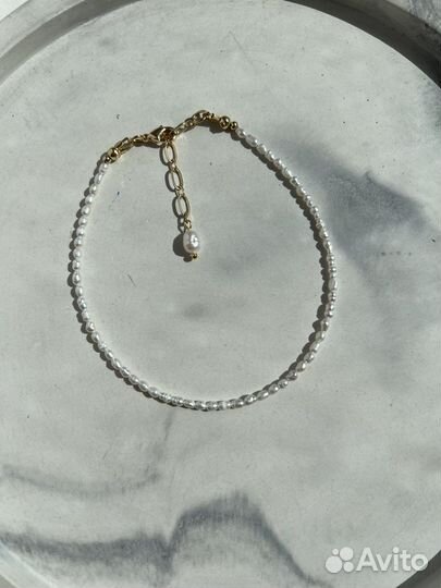 Анклет браслет на ногу из натуральных камней