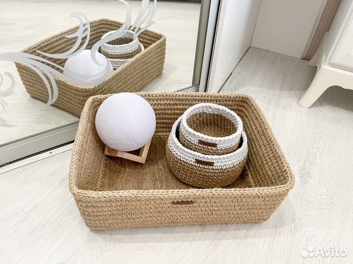 Корзина из джута ручной работы