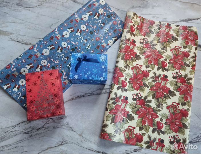 Подарочная упаковка новогодняя бумага коробки