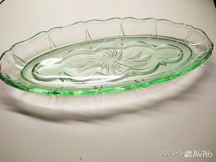 Селедочница цветное стекло блюдо СССР винтаж 70-е