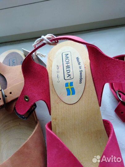 Сабо кожаный верх, деревянная колодка. Новые с бир