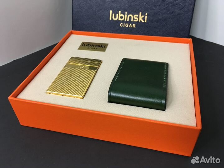Сигарная зажигалка Lubinski с футляром gold