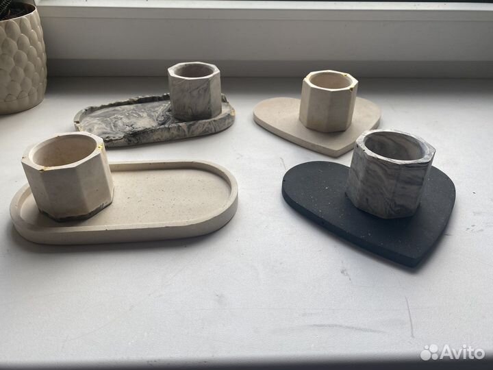 Подсвечники,свечи, подносы из гипса