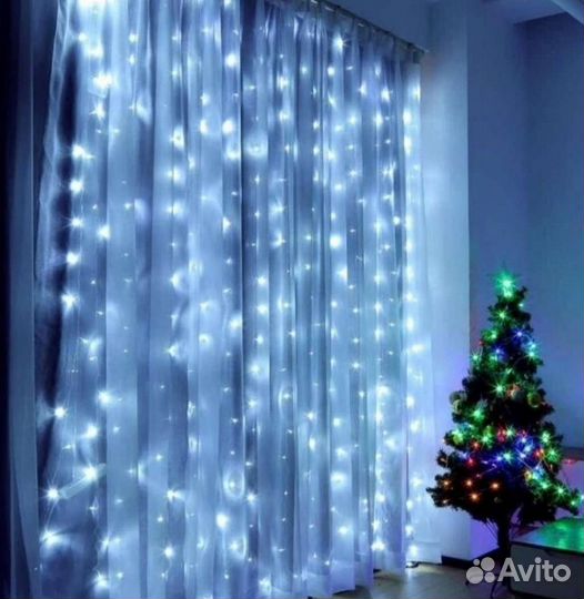 Гирлянды - штора, нить, шары, удлинители