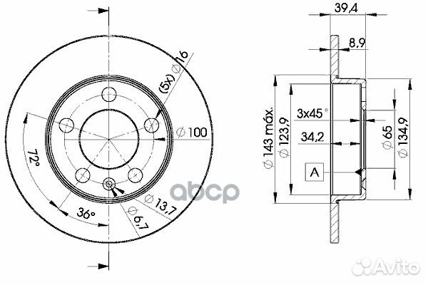 78BD5601-2 диск тормозной задний Audi A2/A3/TT