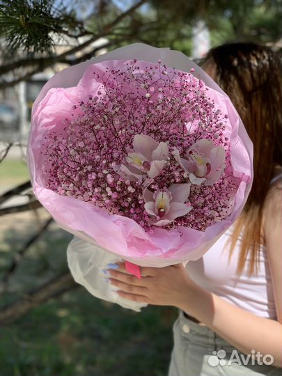 Гипсофила Орхидеи Букет цветов Доставка