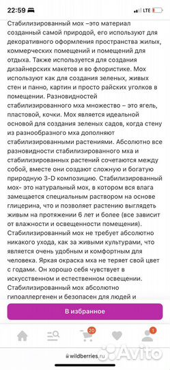 Стабилизированный мох 500г