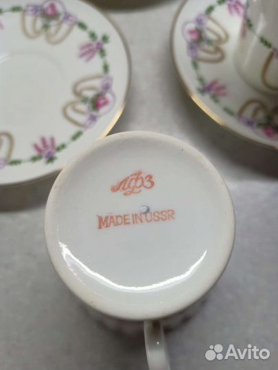 Чайная пара лфз костяной фарфор СССР