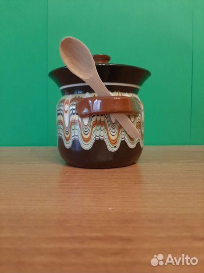 Баночка для мёда, с ложкой