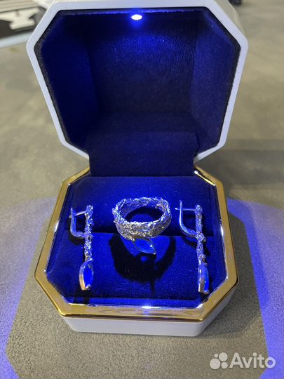 Серебряное кольцо серьги