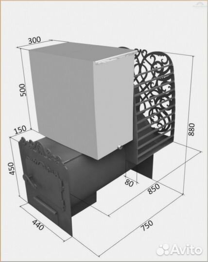 Печь Горизонтальная-426 банная толщина 8мм