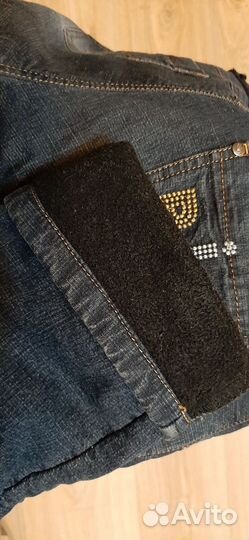 Джинсы чёрные тёплые для беременных, р.46