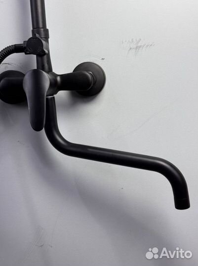 Душевая система 3 в 1 с дилнным краном черная