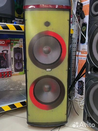 Супер мощная колонка 1200вт 2 unf микрофона 120см