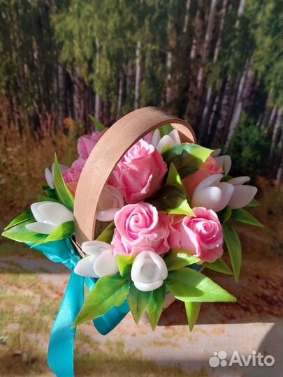 Букет из мыла в корзинке
