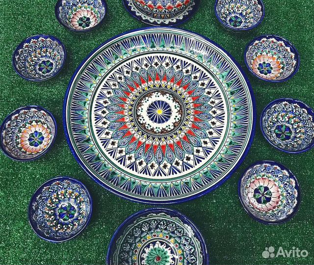 Большое блюдо ляган. Риштанская керамика