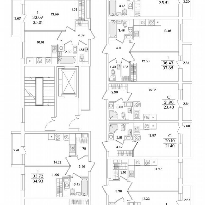 1-к. квартира, 38,6 м², 7/9 эт.