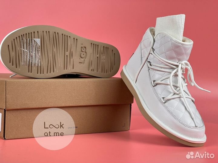 Угги женские ботинки Ugg Lodge Mini Leather White