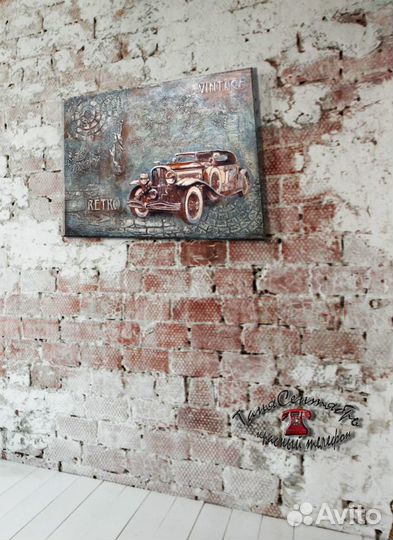 Картина панно декоративное А3 винтажное авто