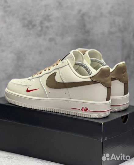 Кроссовки Nike Air Force 1 White Brown (Арт.87213)