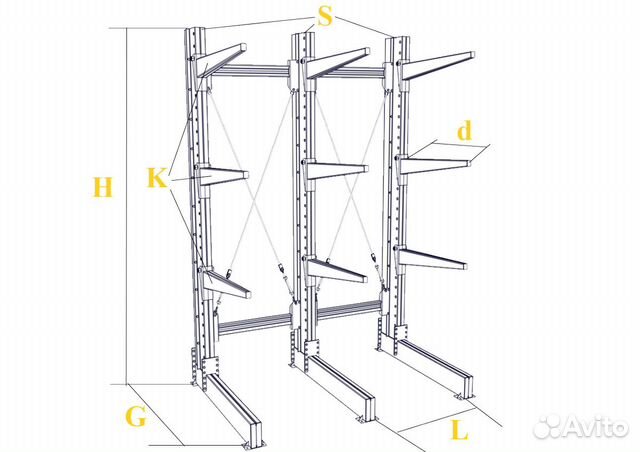 Стеллаж металлический консольный